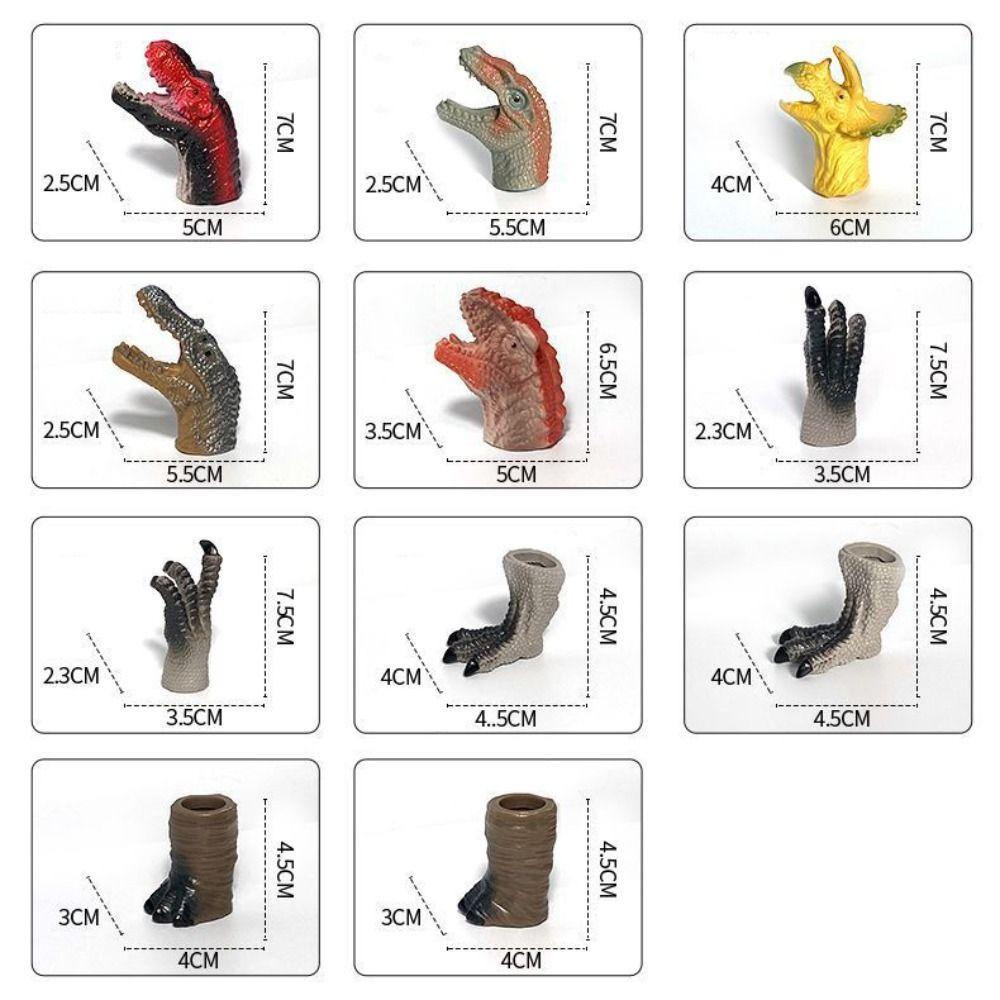Bộ 5 Con Rối Đeo Ngón Tay Tạo Hình Khủng Long Hoạt Hình Nhiều Màu Sắc Bằng Cao Su