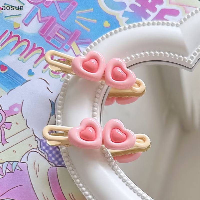 Kẹp Tóc Hình Trái Tim Màu Hồng Mới Cho Nữ