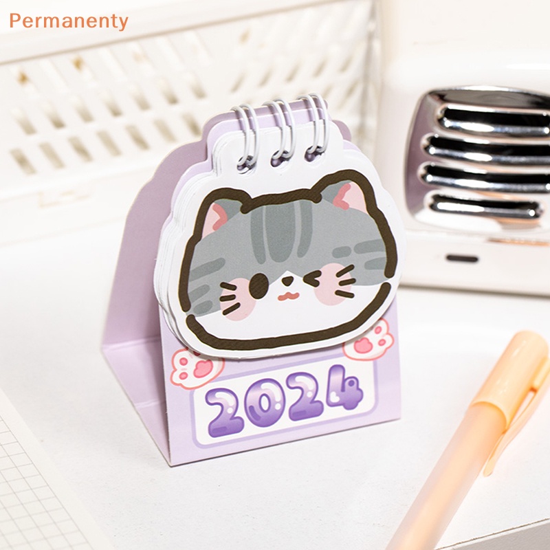 Lịch Để Bàn 2024 mini Họa Tiết Mèo Dễ Thương Để Bàn Trang Trí