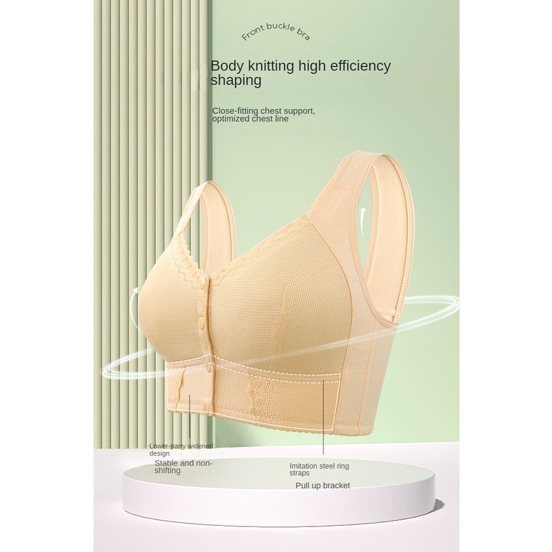 Áo Ngực cotton Mềm Mỏng Cài Khóa Trước Phối Ren Có Gọng Thép Kích Thước 36-58 Thời Trang Cho Nữ