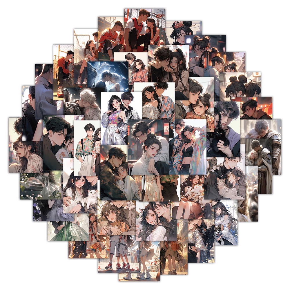 Bộ 60 Miếng Dán Hoạt Hình Trang Trí Mũ Bảo Hiểm / Bút Chì