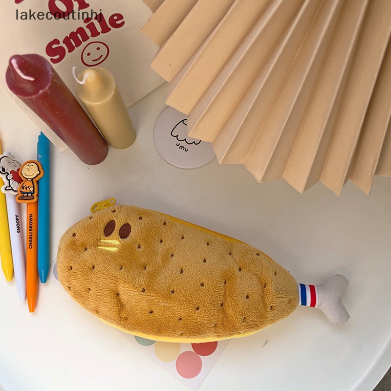 Túi Đựng Bút Hình Đùi Gà / Chuối Nhồi Bông Đơn Giản Dễ Thương Phong Cách Hàn Quốc