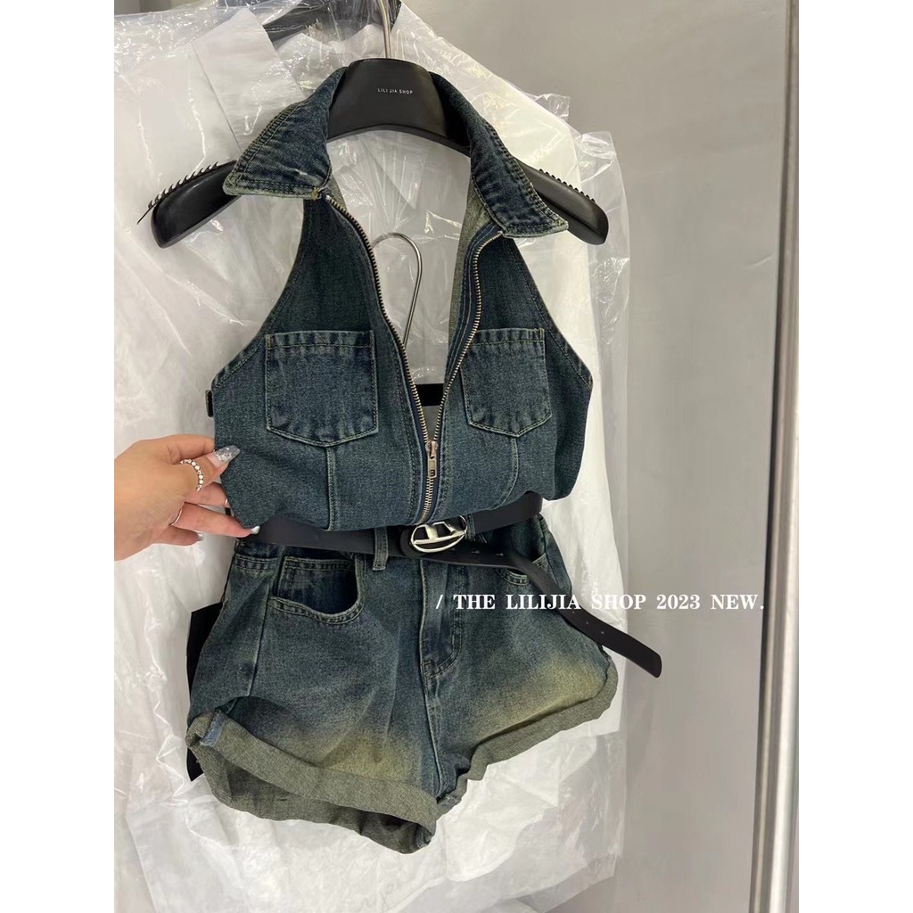 Jumpsuit denim Cổ Bẻ Phong Cách Thời Trang Mới 2023
