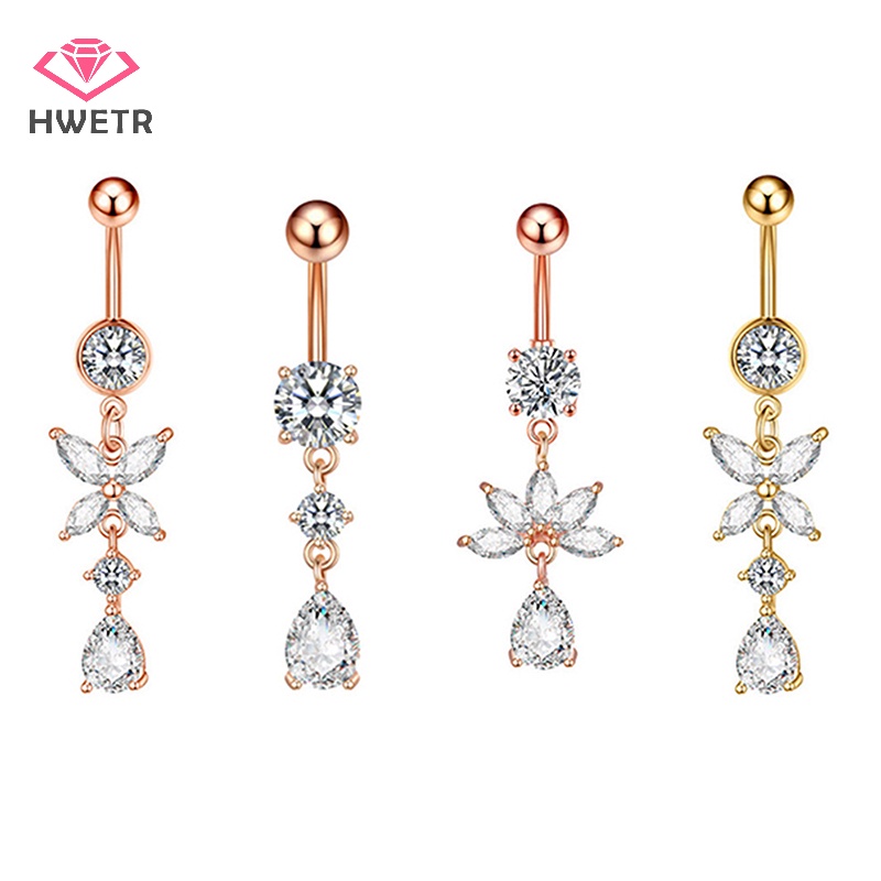 Khuyên Rốn Thép Không Gỉ Đính Đá zircon Hình Bướm Mới