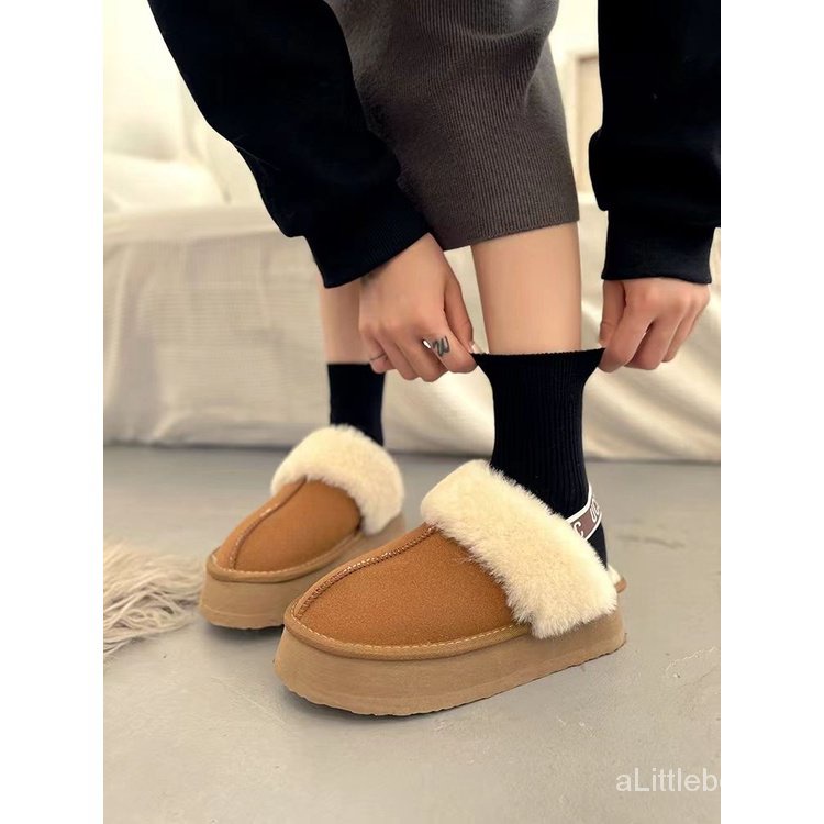 Dép Lông Cừu Bít Mũi Đế Dày Thời Trang Thu Đông Hàng Mới 2022 Dành Cho Bạn Nữ