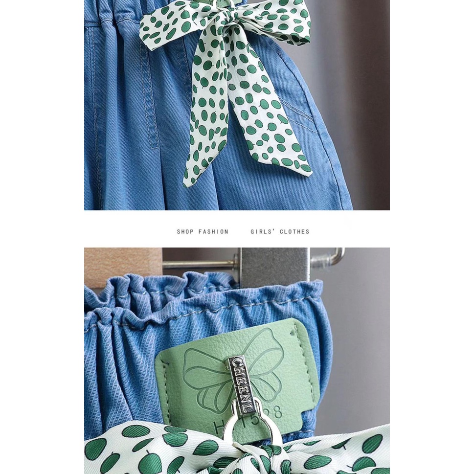 Quần Đùi denim Thời Trang Năng Động Cho Bé Gái