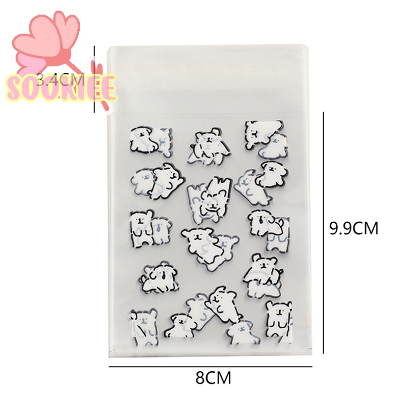 Bộ 50 Túi Đựng Ảnh Trong Suốt Tự Dính Hình Chú Chó Hoạt Hình Dễ Thương