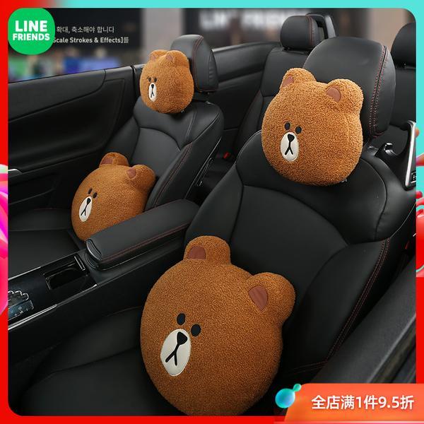 Cặp Gối Tựa Đầu Và Lưng Hình Gấu Nâu Hoạt Hình Dễ Thương Cho Xe Hơi