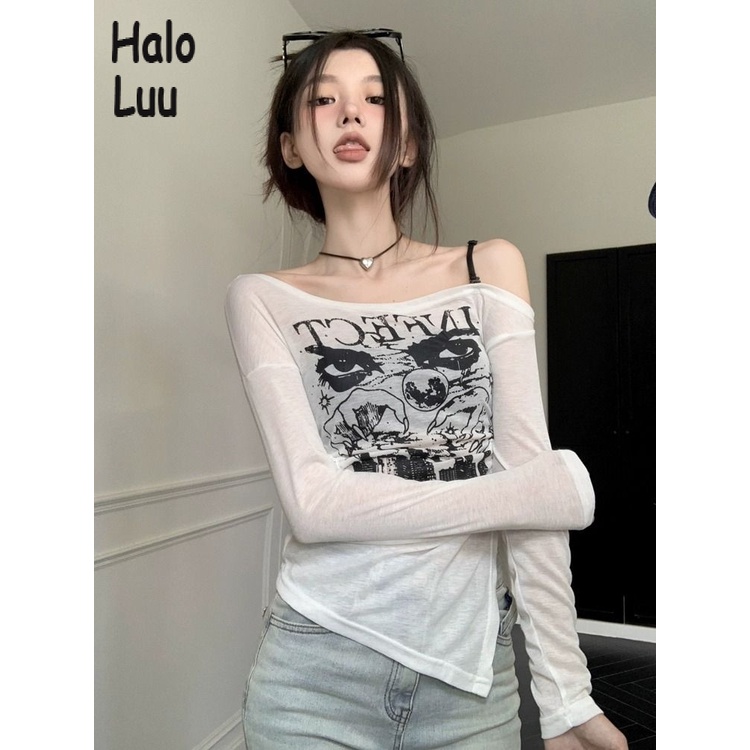 Halo  Luu áo phông áo thun nữ croptop baby tee Thời trang hàn quốc WTX23909I8 36Z230909