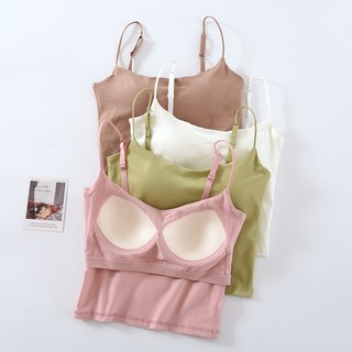 Áo croptop sát nách 2 trong 1 có mút đệm ngực thiết kế cổ chữ u quyến rũ