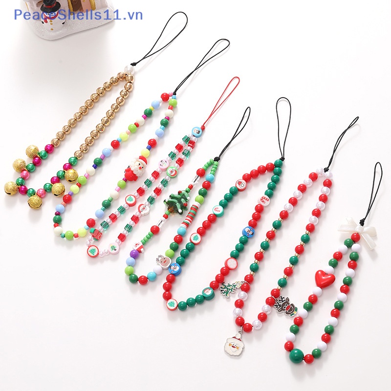Peaceshells Dây Đeo Điện Thoại Bằng acrylic Đính Hạt Chống Thất Lạc Hình Bánh Mì Gừng Giáng Sinh Dễ Thương