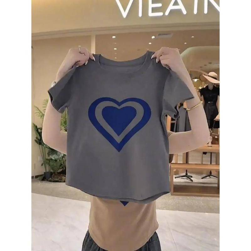 Áo Thun Tay Ngắn In Hình Trái Tim Thời Trang Mùa Thu