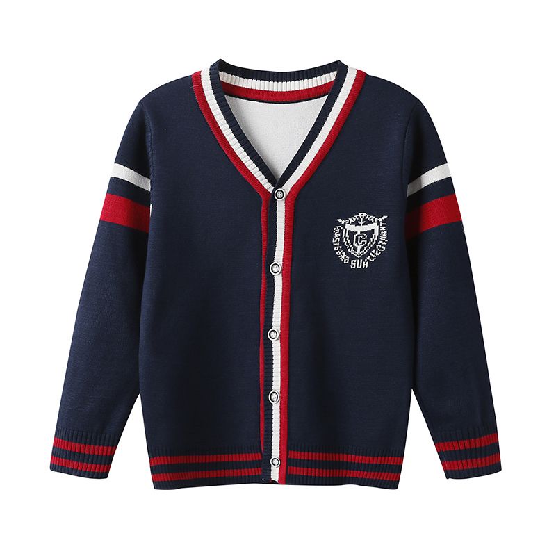 Áo Khoác cardigan Dệt Kim Vải cotton Màu Sắc Tương Phản Thời Trang Thu Đông Cho Bé