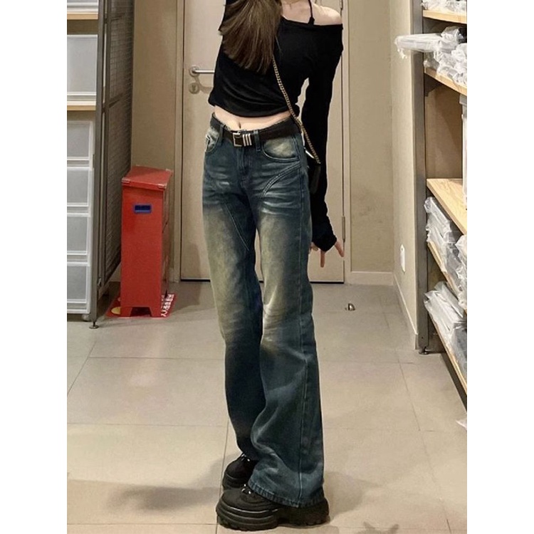 Lemon studio Quần jeans Chanh Lưng Thấp Dáng Ôm Phong Cách vintage Thời Trang Mùa Thu Dành Cho Nữ wd0273