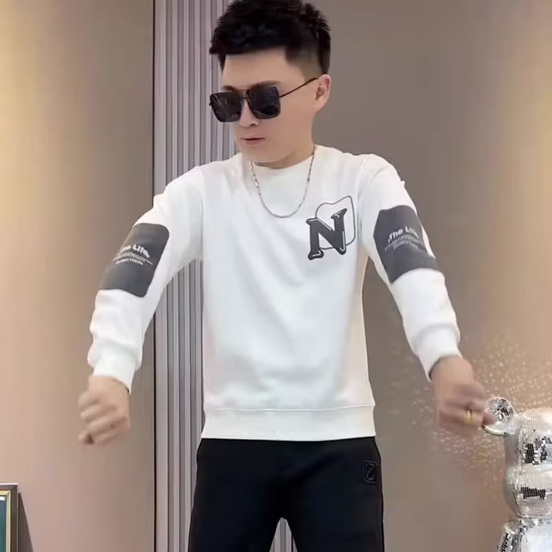 Áo Nỉ Nam Dài Tay Cổ Tròn Thời Trang Hàn