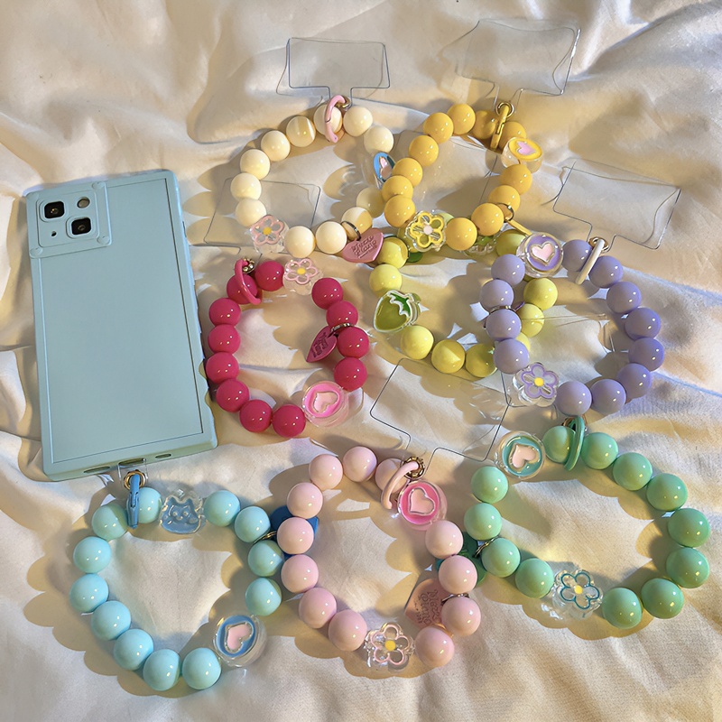Thời Trang Dây Đeo Điện Thoại Bằng acrylic Hình Nơ / Trái Tim Đính Hạt Ngọc Trai Dễ Thương