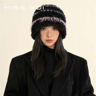 Misskoi  Mặt Tuyệt Vời Mũ Cọc Nhỏ Nữ Phong Cách Mới Thu Đông Mũ Dệt Kim Mùa Đông Ấm Áp Mũ Baotou Mũ Lạnh