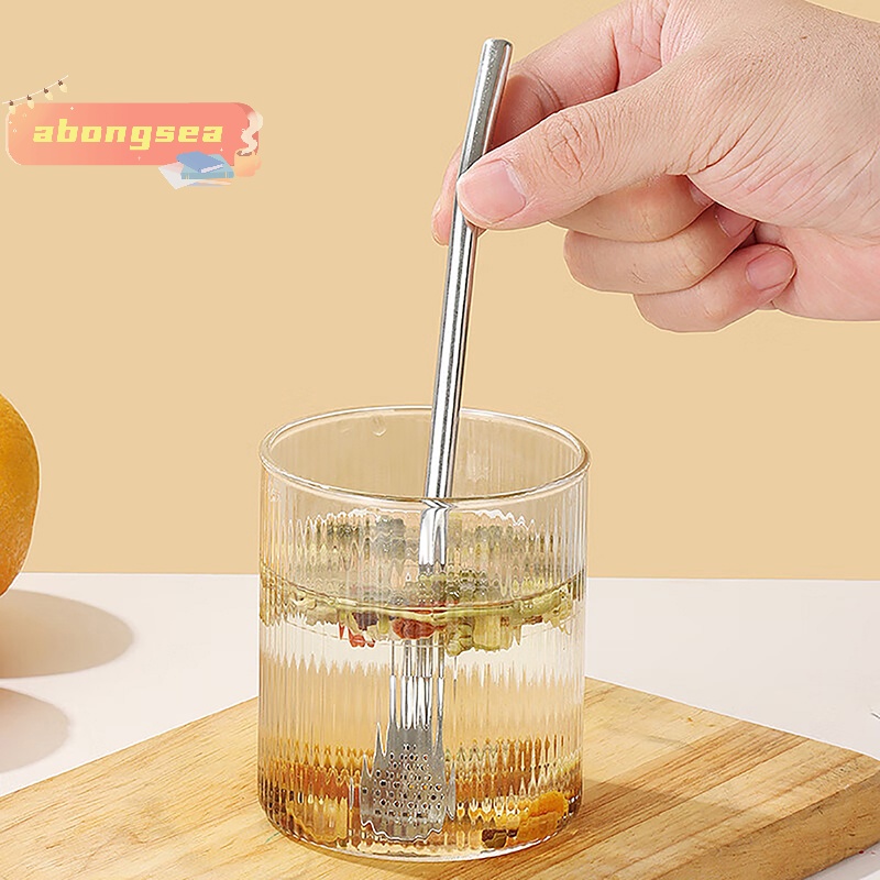 Bộ Ống Hút 2 Trong 1 Bằng Thép Không Gỉ Có Thể Tái Sử Dụng Kèm Muỗng Khuấy