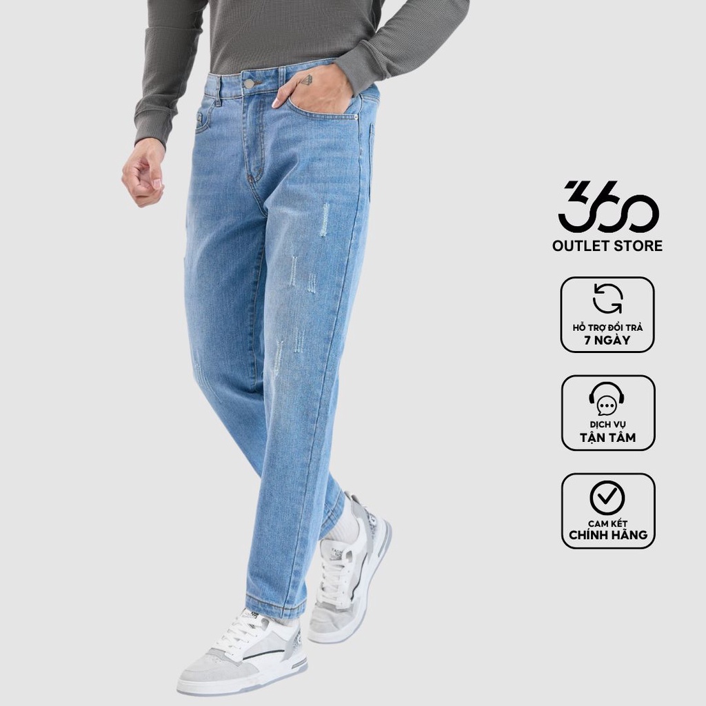 Quần jeans nam xanh nhạt form slim trẻ trung thương hiệu 360 Boutique chất liệu cao cấp - QJDTK416