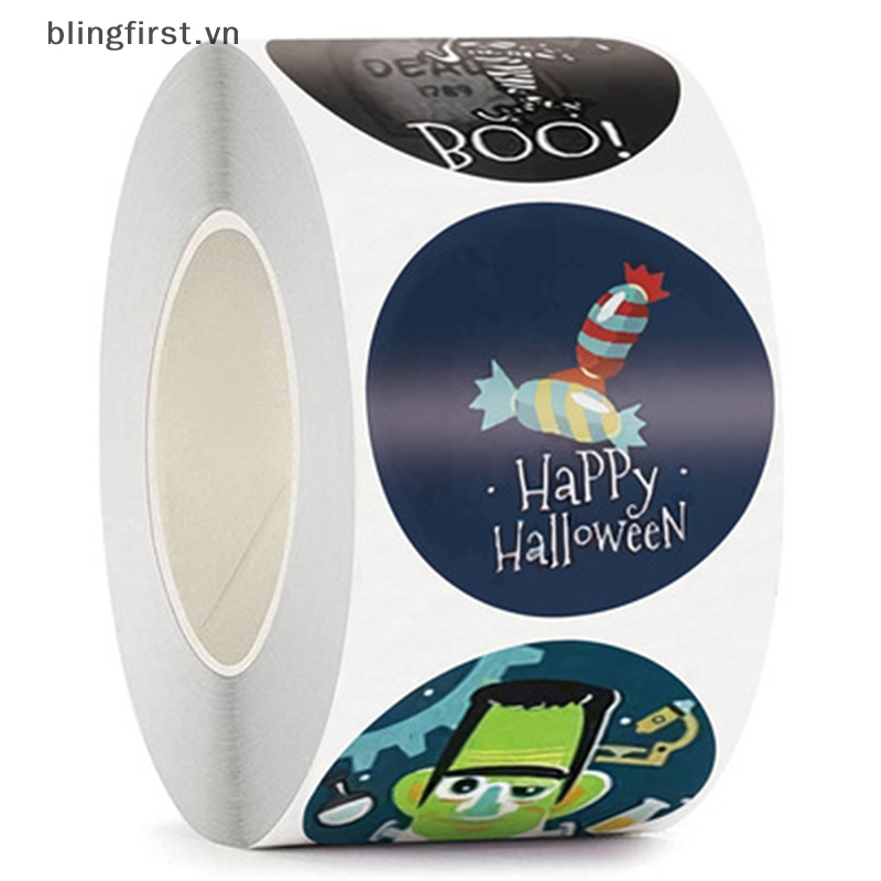 Bộ 500 sticker Tròn In Hình Ma Cà Rồng Trang Trí Túi Kẹo halloween