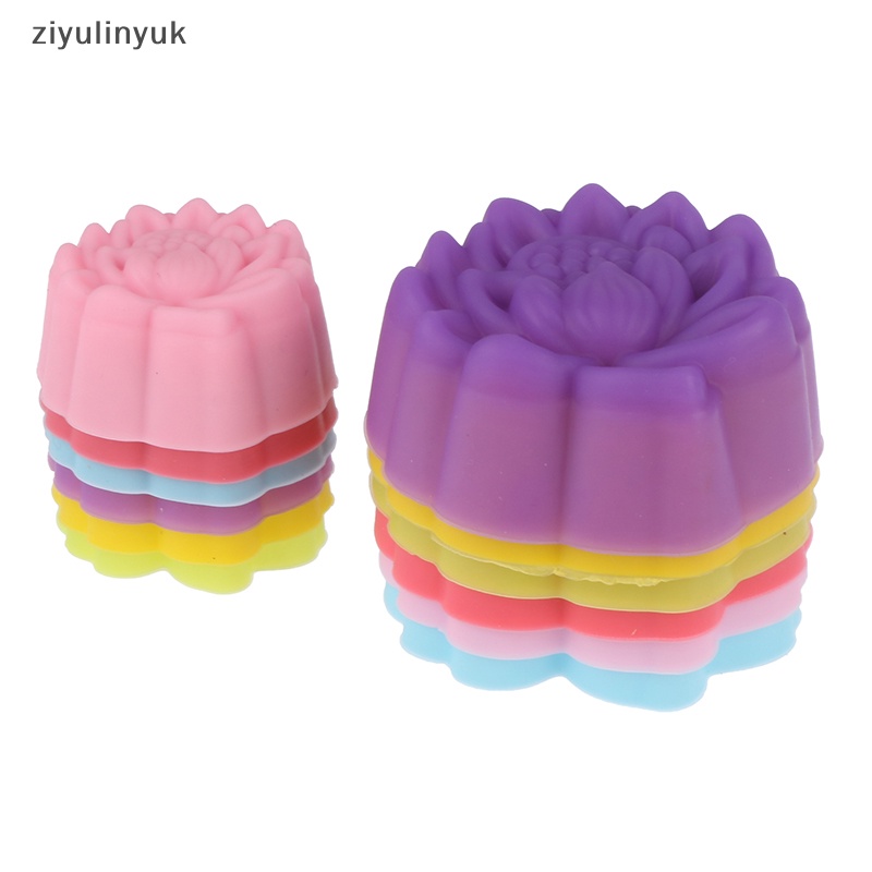 Bộ 5 Khuôn silicone 3 / 5cm Hình Hoa Sen Làm Bánh muffin Có Thể Tái Sử Dụng