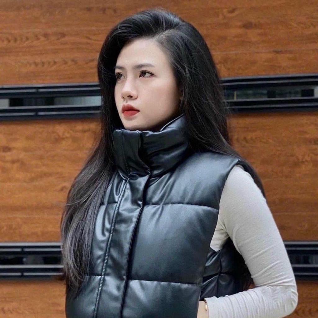 Áo khoác phao Gile da trần chỉ Vivienne