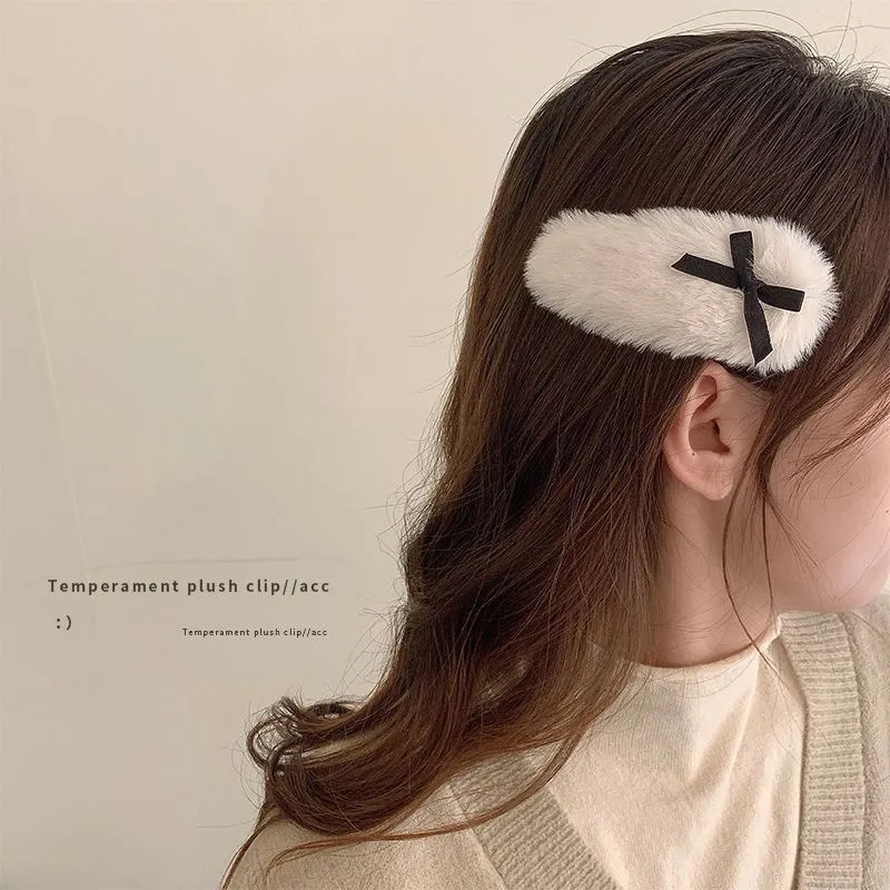 Kẹp Tóc Vải Lông Nhung Nhiều Màu Sắc Thời Trang Thu Đông Dành Cho Nữ