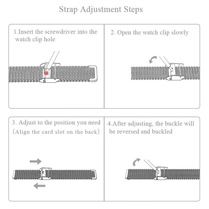 Set 5 Dây Đeo Tay Bằng Thép Không Gỉ Dạng Lưới Cho Đồng Hồ Thông Minh samsung galaxy fit 2 fit2 sm r220 Đen