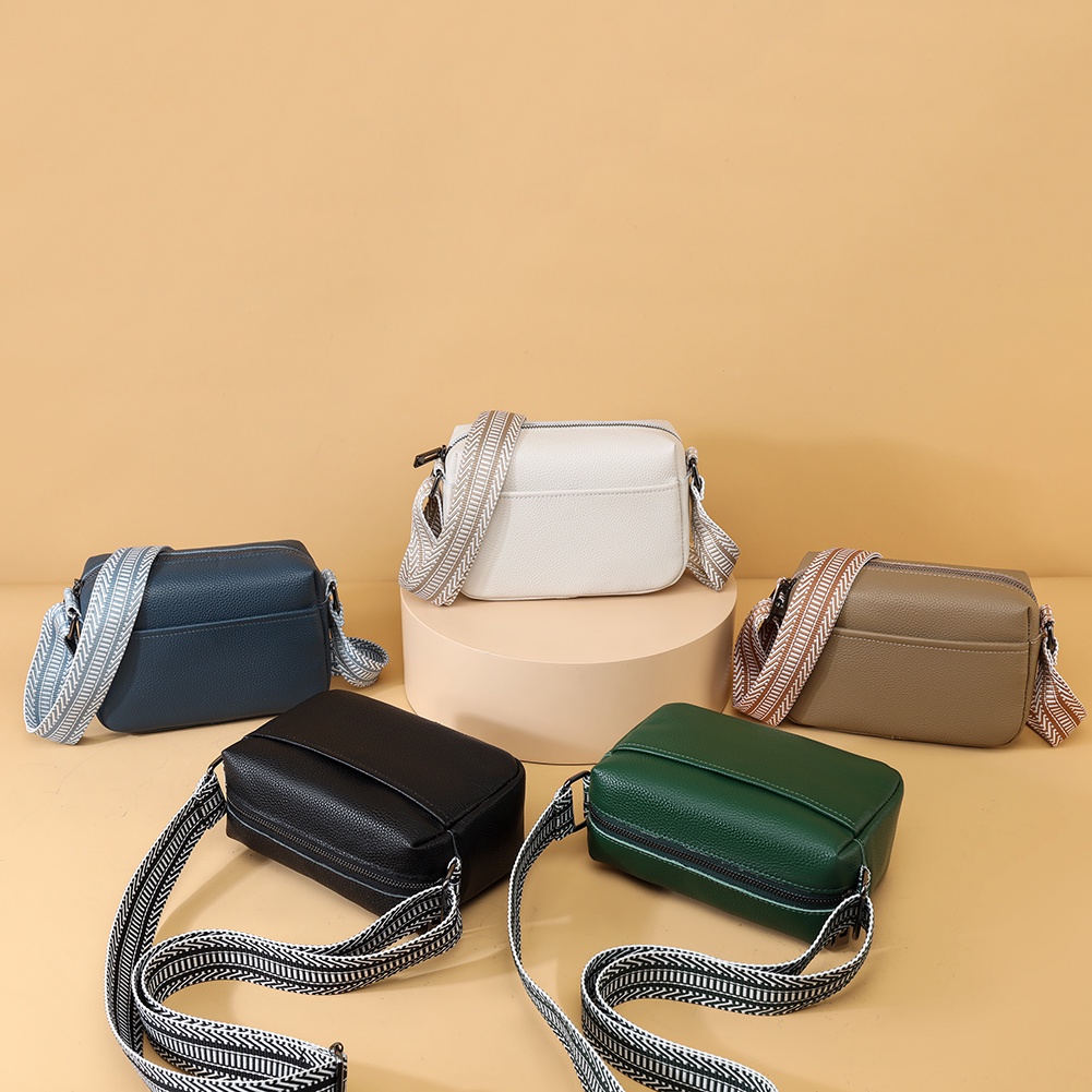 Túi Đeo Chéo Vuông Bằng Da Thật Có Khóa Kéo Đa Năng Thời Trang Cho Nữ