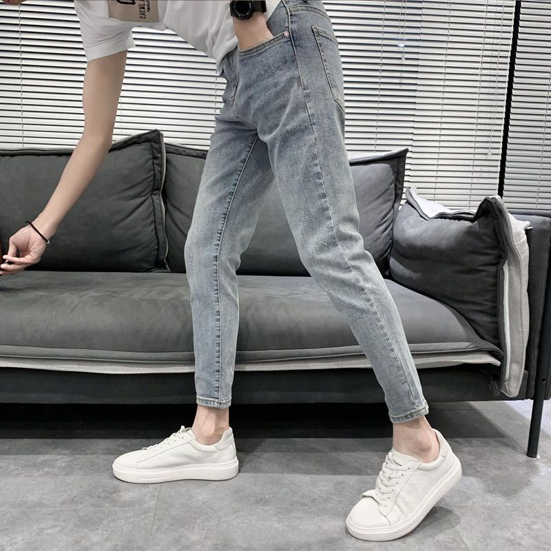 Quần jeans Nam Ôm Dáng Màu Sáng Phong Cách Hàn Quốc Thời Trang