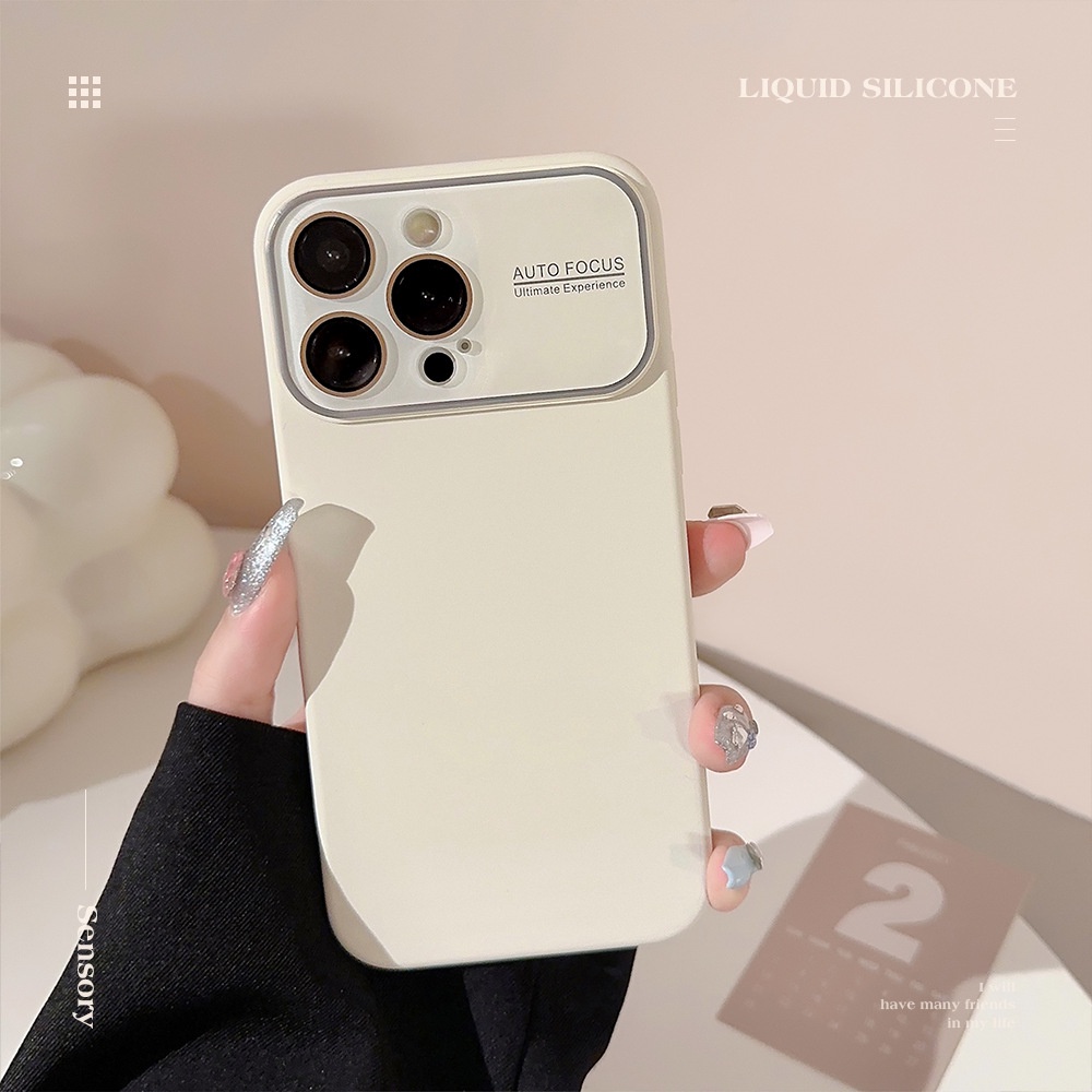 Ốp Điện Thoại tpu silicone Cao Cấp Màu Trơn Có Miếng Dán Bảo Vệ Ống Kính Cho iphone 11 12 13 14 15 pro max plus