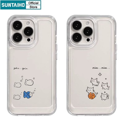 Suntaiho ốp lưng iphone Ốp Điện Thoại tpu Mềm Trong Suốt Chống Sốc Họa Tiết Đáng Yêu Cho iphone 15 14 12 13 11 pro max ip 7 8 plus x xs xr xs max