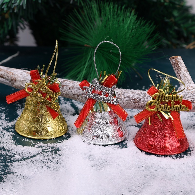 Bộ 4 Chuông Giáng Sinh / Chuông Đôi / Nơ Lấp Lánh Trang Trí Cây Thông Noel