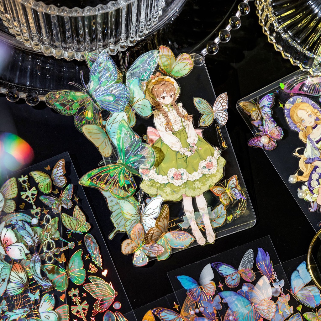 Bộ 3 Miếng Dán Hình Bướm Chống Thấm Nước Dùng Trang Trí Sổ Tay diy