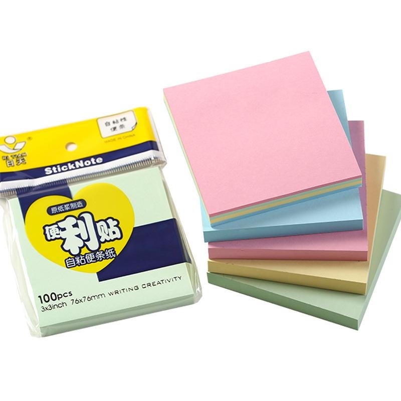 Giấy ghi chú vuông 100 tờ trơn NO36 gam màu Pastel, giấy ghi chú basic, nhãn dán note