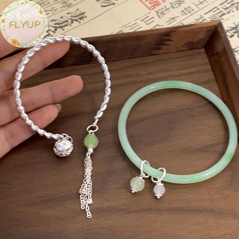 Flyup Vòng Tay Hở Màu Xanh Lá Cây Phong Cách vintage Thời Trang Có Thể Điều Chỉnh Kích Thước Cho Nữ vn