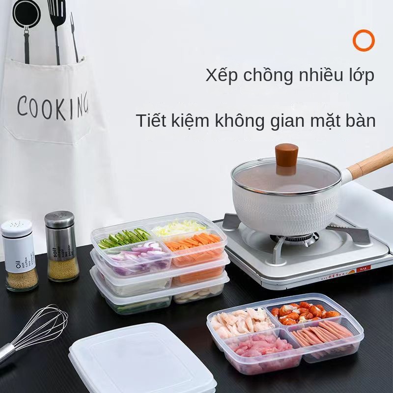 Hộp Đựng Thực Phẩm Bốn Ngăn Có Nắp Đậy Đa Năng Cho Tủ Lạnh