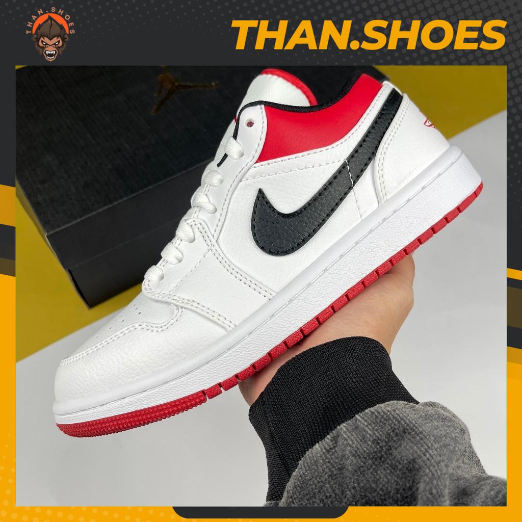 Giày JD1 Low White Univeristy Red, JD1 Thấp Trắng Đỏ Móc Đen Bản Cao Cấp - Than.Shoes