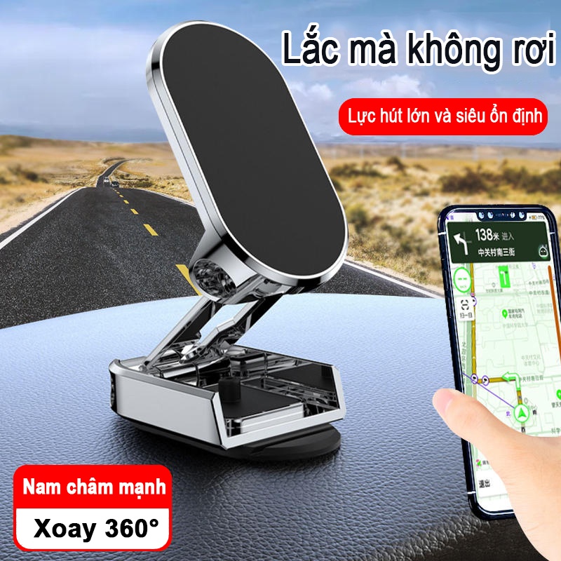 Giá Đỡ Điện Thoại Mini Bằng Hợp Kim Nam Châm Có Thể Xoay 360 Độ Có Thể Điều Chỉnh Cho Xe Hơi