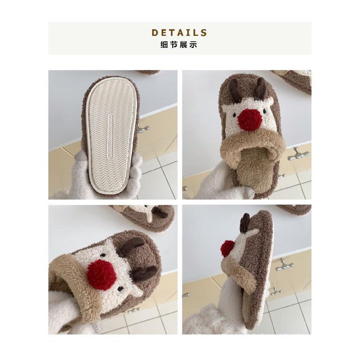 Thời Trang Dép Bông Đi Trong Nhà Chống Trượt Hình Tuần Lộc Giáng Sinh Đáng Yêu