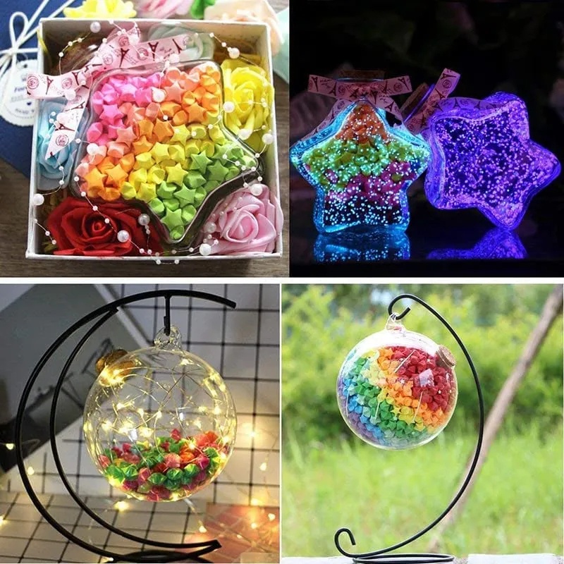 Bộ 540 Tờ Giấy Gấp Sao origami Hai Mặt Nhiều Màu Sắc Dùng Làm Quà Tặng Cho Ngày Nhà Giáo