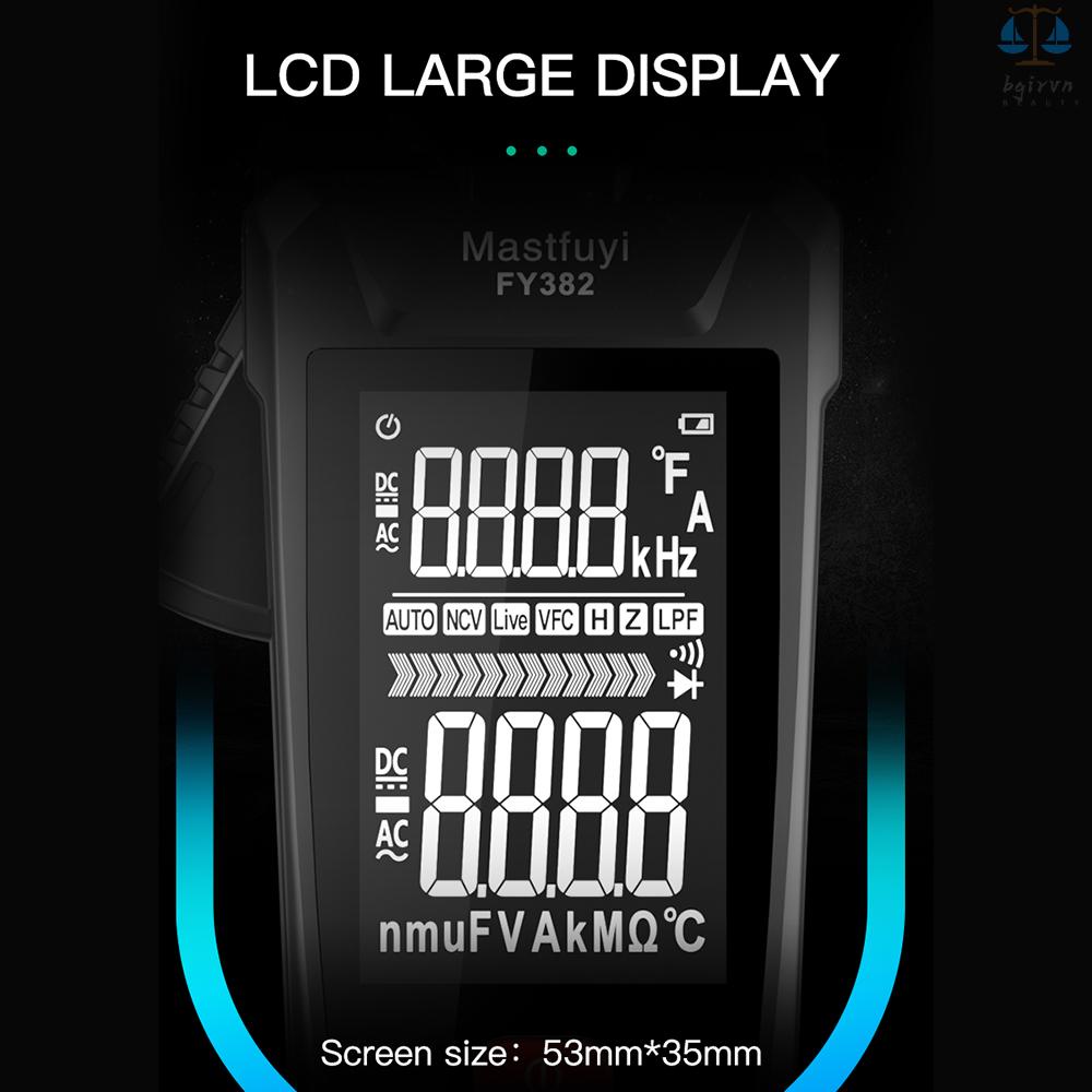 Mastfuyi Kẹp Vạn Năng Kế Thông Minh fy382 rms 9999 Đếm Màn Hình lcd ac dc Có Đèn Pin Đa Năng