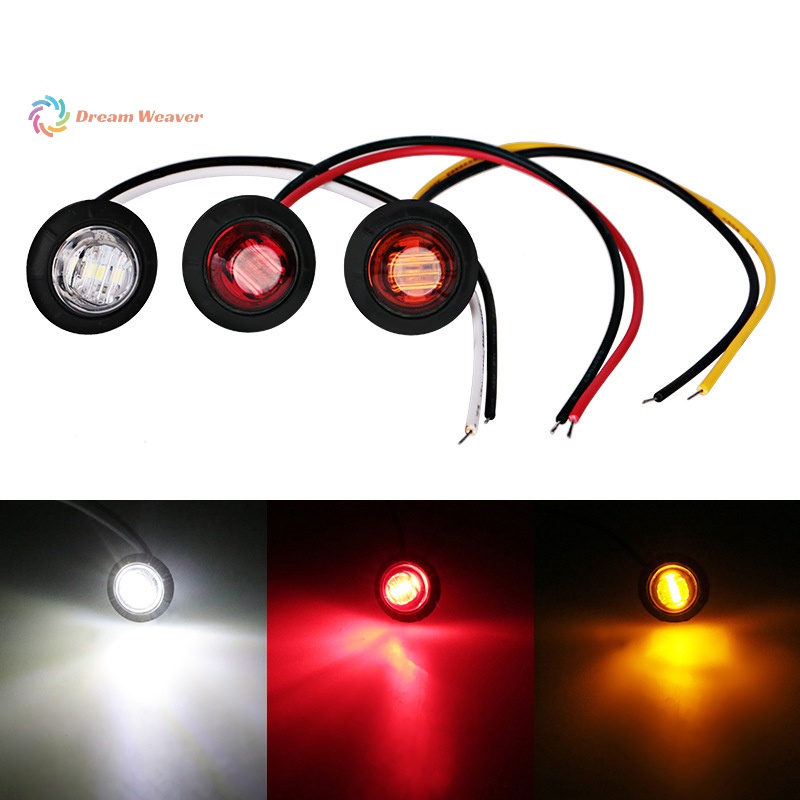 1 Đèn Tín Hiệu Tròn 3led 3 / 4 "Màu Vàng / Trắng Cho Xe Tải