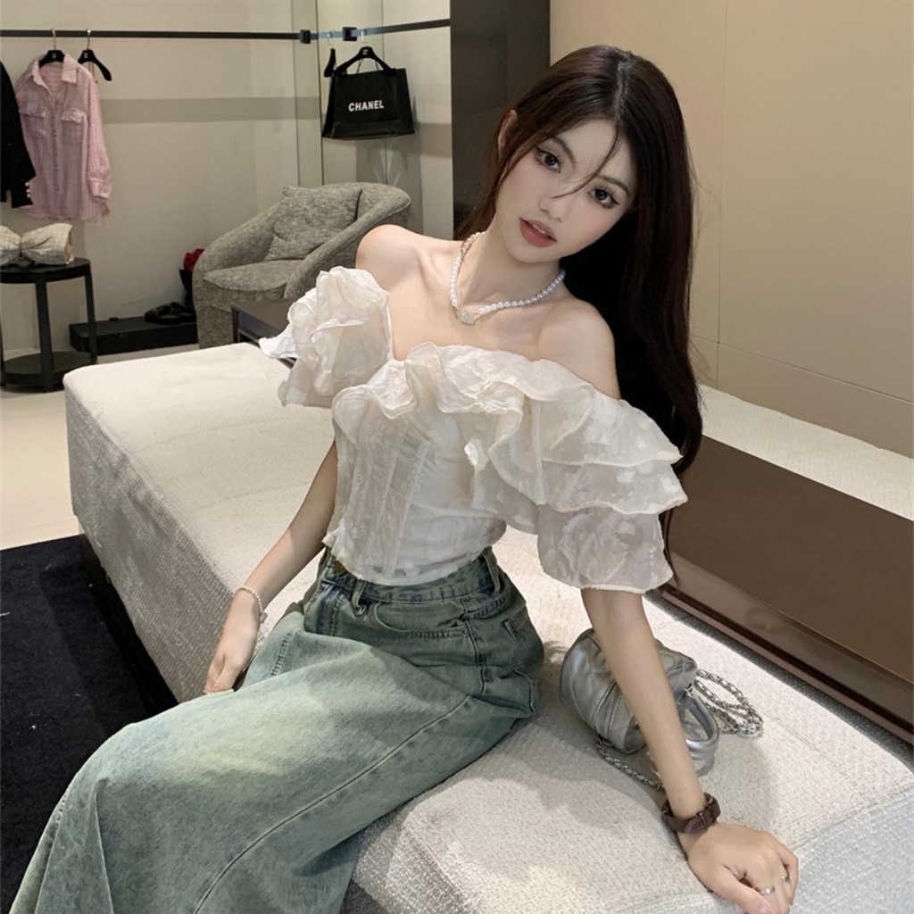 Áo kiểu bèo tầng tay ngắn DaaLaa Store, phong cách tiểu thư xinh xắn A5802