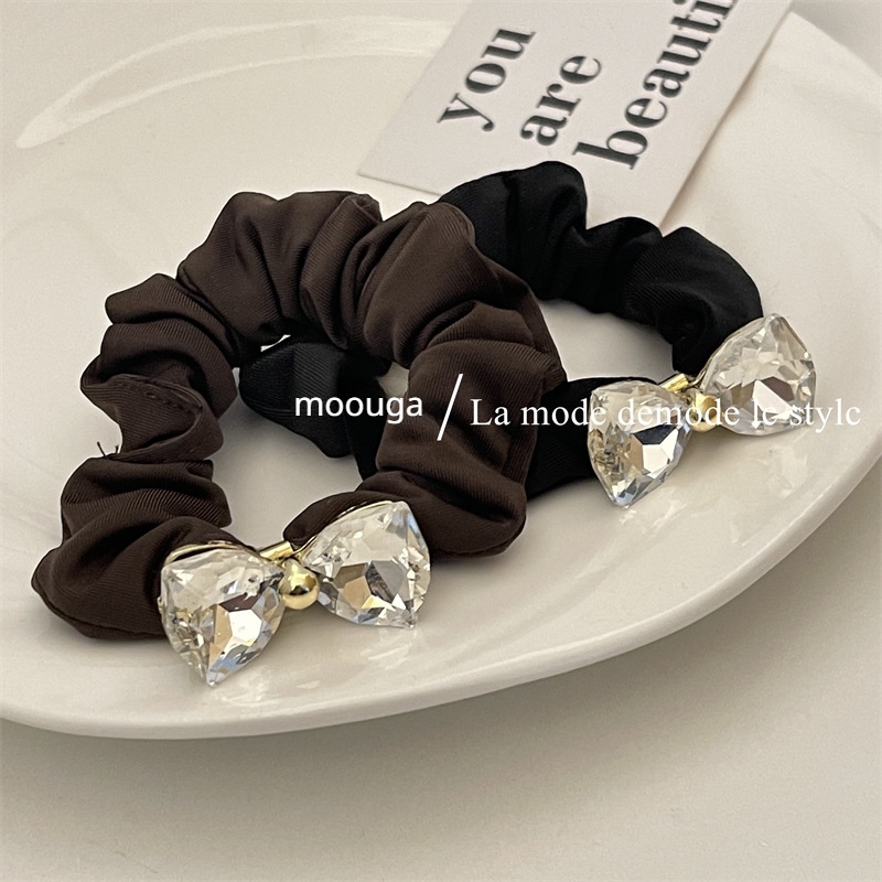 Mocouga / Dây Buộc Tóc Cao Su Thắt Nơ Đính Đá Phiên Bản Hàn Quốc Cho Nữ ex