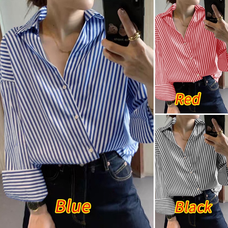 Zanzea Áo Sơ Mi Nữ Dài Tay Cổ Bẻ Thời Trang Hàn