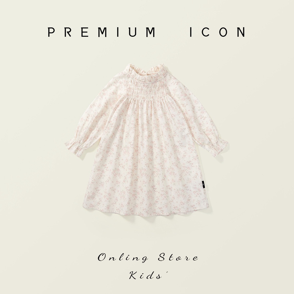 Đầm Tay Dài In Hoa Phong Cách Hàn Quốc Dễ Thương Thời Trang Thu Đông Cho Bé Gái