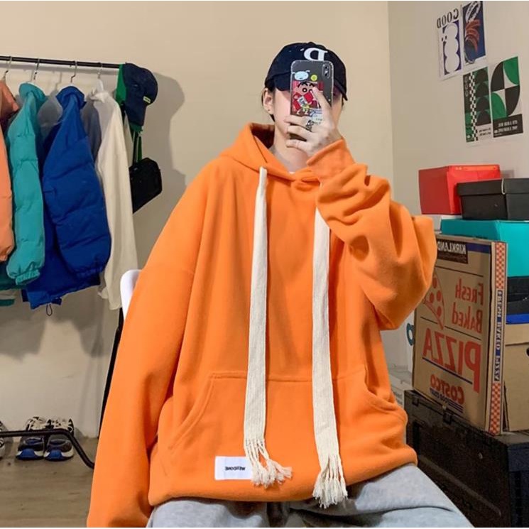 Áo Hoodie Dệt Dáng Rộng Dày Dặn Phối Dây Rút Phong Cách hong kong Thời Trang Thu Đông Chất Lượng Cao plus size M-8XL