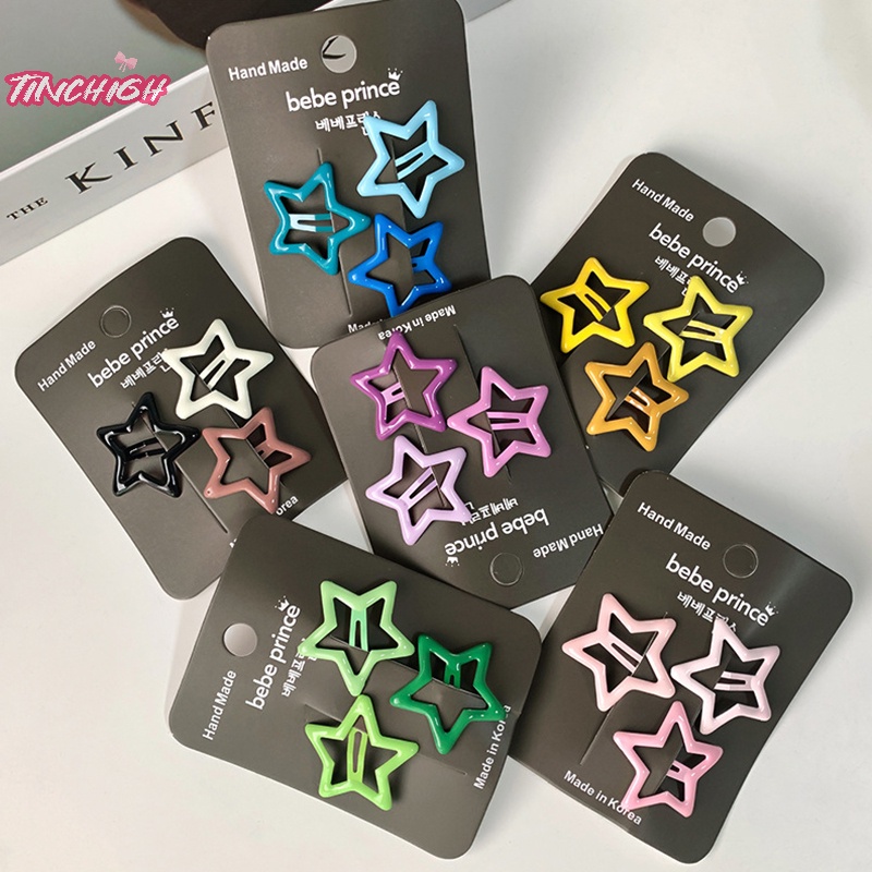 Bộ 3 Kẹp Tóc bb y2k Bằng Kim Loại Hình Ngôi Sao Nhiều Màu Dễ Thương Cho Bạn Gái