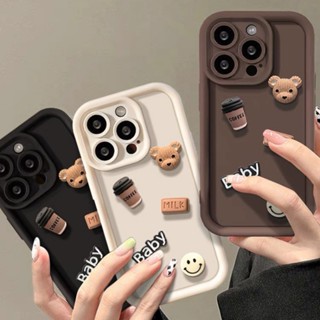 Iphone 16 15 14 13 12 11 Pro Max X XS XR XS Max 7 8 Plus SE2020 Ốp Điện Thoại 3D Phim Hoạt Hình Gấu Cà Phê Bảo Vệ Điện Thoại